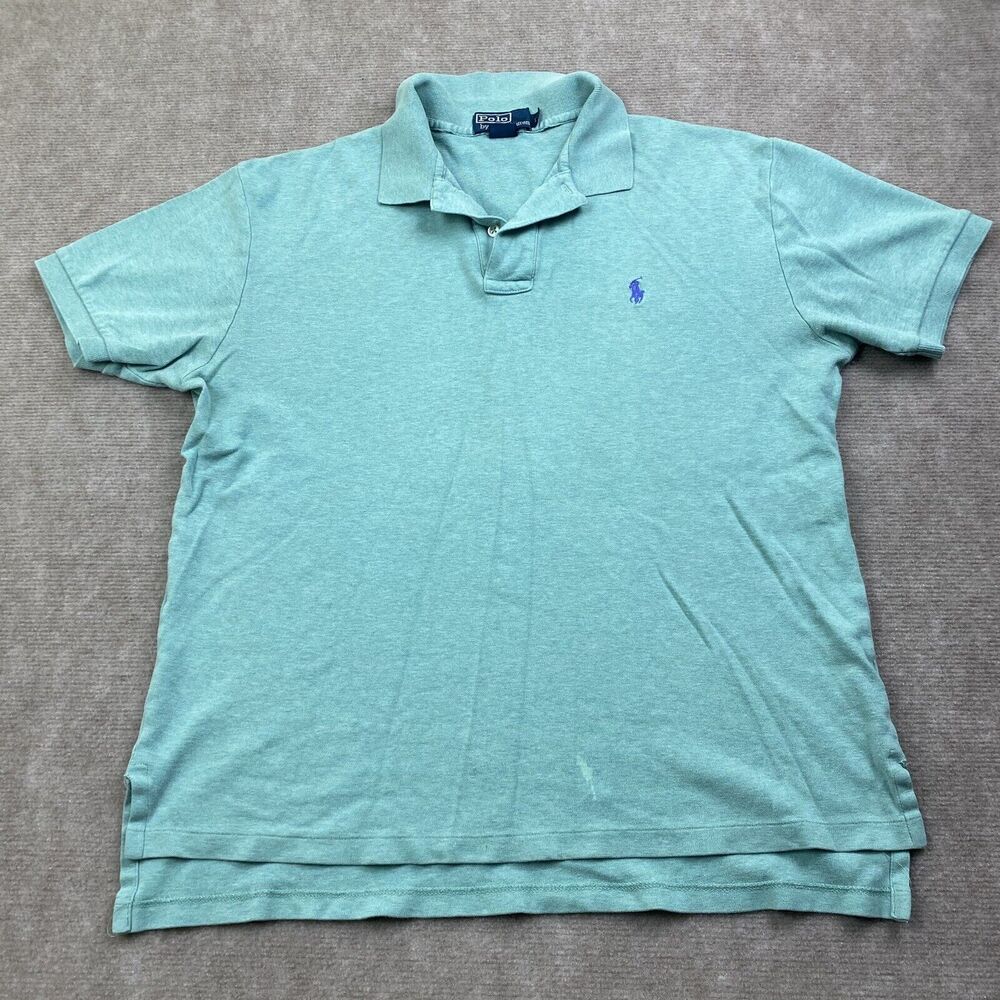 Polo Ralph Lauren Polo Shirt Adult Medium Short Sleeve Green W/ Purple Pony Mens